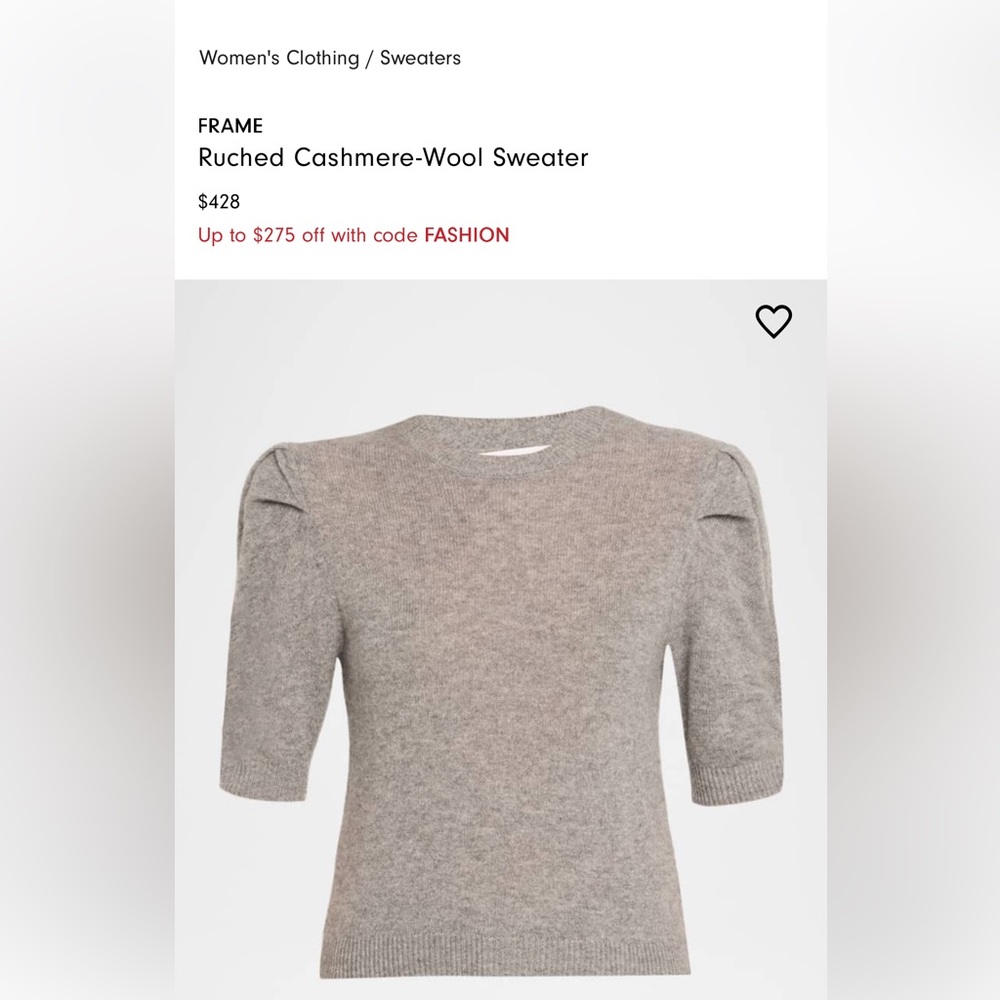 Frame Denim Puff Sleeve Cashmere Sweater